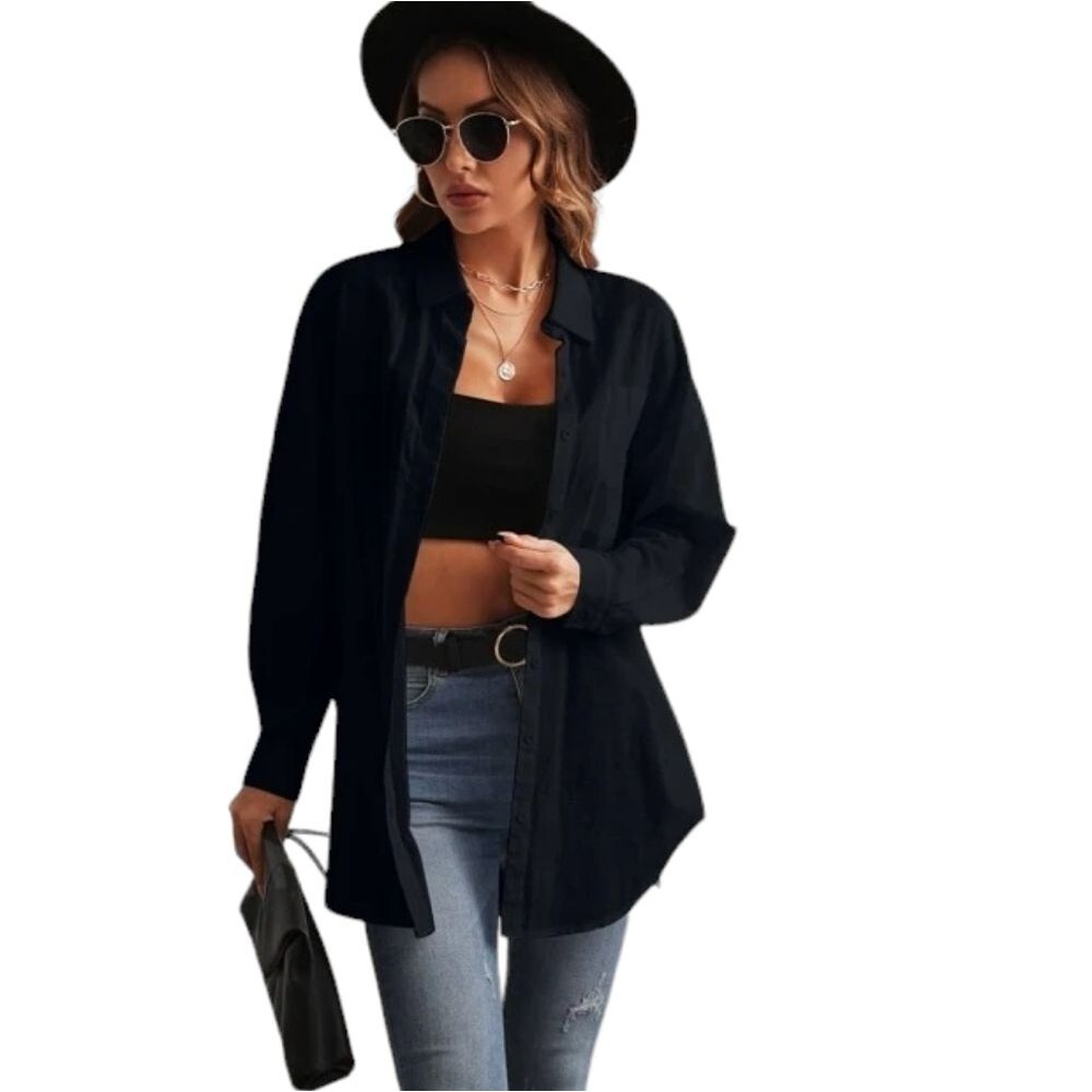 Women's Button-Down Shirt Lg Sleeves & Collar. XS Loose Fit.